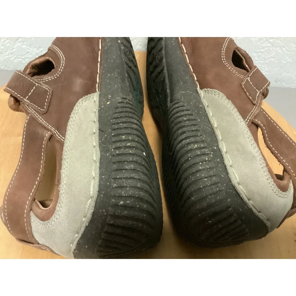 JS Josef Seibel Leather Sandals Men 45 11.5-12 Brown Fisherman Hook Loop Comfort